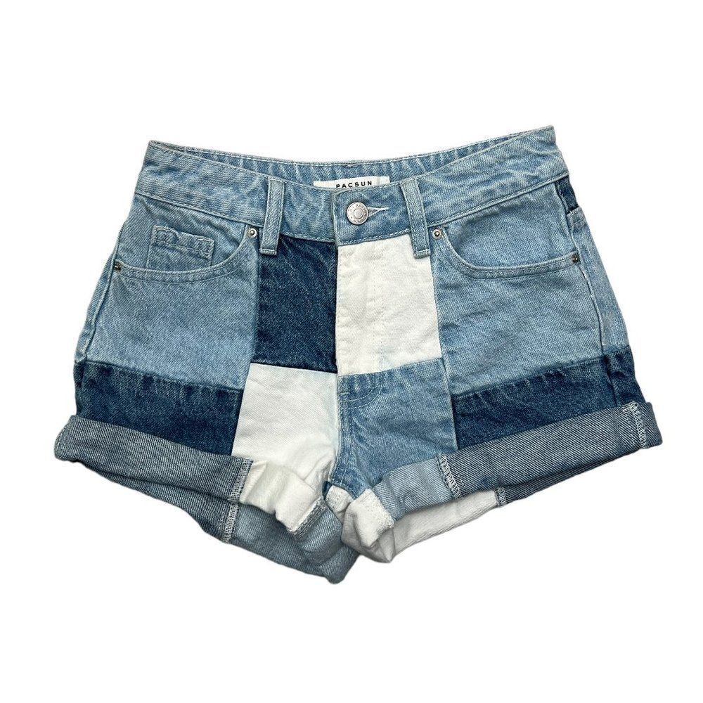 PacSun Women's Patchwork‎ Denim Mom Shorts